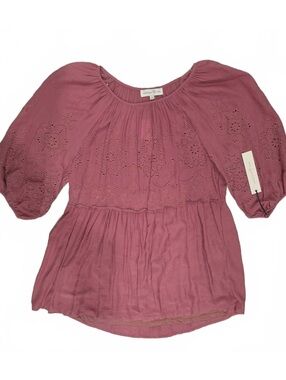 Penelope Rose Mauve Embroidered Puff Sleeve Dress